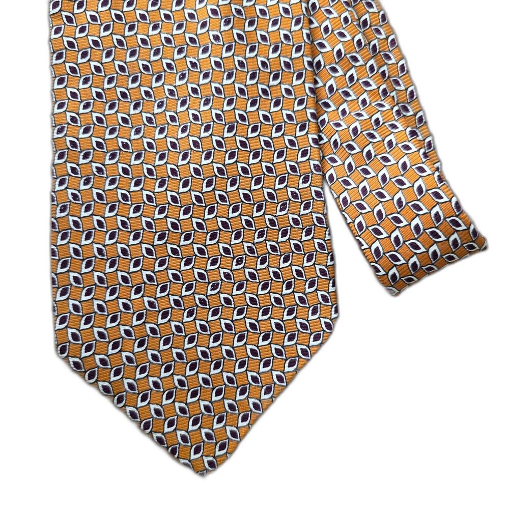 Brooks BrothersSilk Tie Gold Traditional Small Print Mens Necktie Maker's Line
